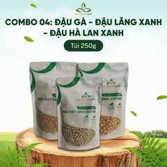 Combo 04- 1 Đậu gà, 1 Đậu Lăng xanh & 1 Đậu Hà lan xanh nguyên Hạt nhập khẩu (mỗi Túi 250g)