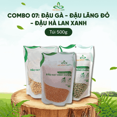 Combo 07- 1 Đậu gà & 1 Đậu Lăng đỏ & 1 Hà lan xanh nguyên hạt (mỗi túi 500g)