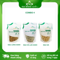 Combo 04- 1 Đậu gà, 1 Đậu Lăng xanh & 1 Đậu Hà lan xanh nguyên Hạt nhập khẩu (mỗi Túi 250g)