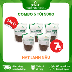 Combo 5 Túi Hạt Lanh nâu nhập khẩu từ Ấn Độ, mỗi Túi 500g