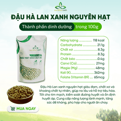 Combo 03- 1 Đậu Gà, 1 Đậu Lăng đỏ & 1 Đậu Hà lan xanh nguyên Hạt (mỗi túi 250g)