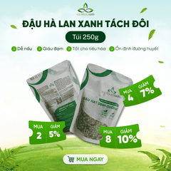 Đậu Hà Lan Xanh Tách Đôi Canada 250g - Hạt nguyên chất - Dinh dưỡng cao - Salad, cháo, món healthy