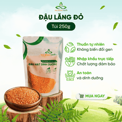 Đậu Lăng Đỏ Tách Vỏ Canada 250g - Hạt sạch, thuần tự nhiên - Nấu súp, món chay, ăn kiêng healthy