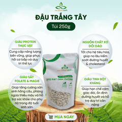 Đậu Trắng Tây Myanmar 500g - Hạt sạch, thuần tự nhiên - Giàu đạm, chất xơ - Món chay, healthy