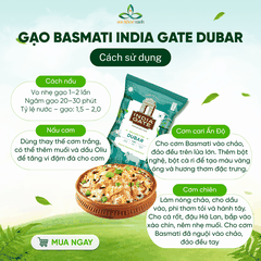 Gạo Basmati India Gate Dubar 5kg – Gạo Thơm Cao Cấp – Hạt Dài, Giảm Cân, Tốt Cho Tim Mạch