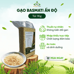 Gạo Basmati India (Ấn độ) Túi 1kg, ngăn ngừa tiểu đường