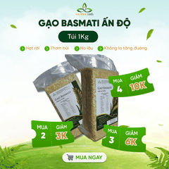 Gạo Basmati India (Ấn độ) Túi 1kg, ngăn ngừa tiểu đường