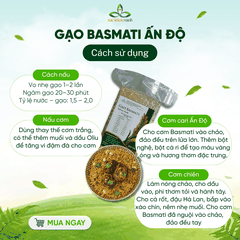 Gạo Basmati India (Ấn độ) Túi 1kg, ngăn ngừa tiểu đường