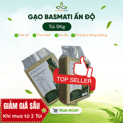 Gạo Basmati India (Ấn Độ) Túi 5Kg - ngăn ngừa tiểu đường, kiểm soát cân nặng