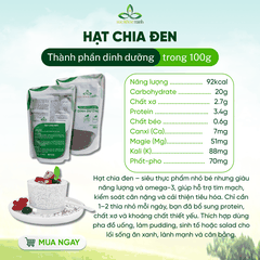 Sức Khỏe Xanh – Hạt Chia Đen Peru/Ấn Độ 100g – Siêu Thực Phẩm Giàu Omega 3, Chất Xơ, Protein