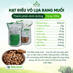 Hạt Điều Rang Muối Vỏ Lụa Sức Khỏe Xanh