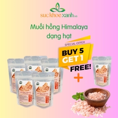 Combo 5+1: Muối hồng Himalaya Dạng Hạt Túi 1kg
