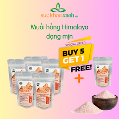 Combo 5+1: Muối hồng Himalaya Dạng Mịn Túi 1kg