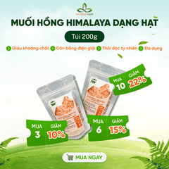 Muối Hồng Himalaya Dạng Hạt 200g – Tinh Thể Tự Nhiên – Nấu Ăn, Ngâm Chân, Thanh Lọc Cơ Thể