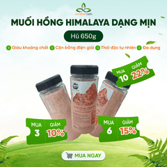 Muối hồng Himalaya Hũ 650g - Tinh Thể Tự Nhiên – Khoáng chất thiên nhiên - Nấu Ăn, Ngâm Chân, Thanh Lọc Cơ Thể