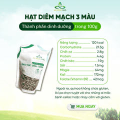Hạt Quinoa 3 màu nhập khẩu từ Peru, Túi 250g
