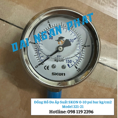 Đồng hồ đo áp suất dầu thủy lực SKON 321-21-222-40E 40 Mpa 400 Bar chân ren 1/4''
