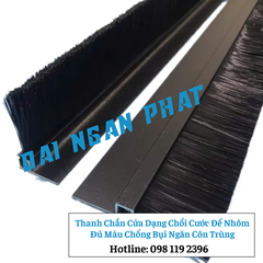 Thanh Chắn Cửa Dạng Chổi Cước Đế Nhôm Đen Chống Bụi Ngăn Côn Trùng