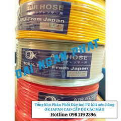 Ống dây khí xoắn PU phi 4, phi 6, phi 8, phi 10, phi 12 dài 3m, 6m, 9m, 12m, 15m