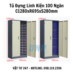 Tủ Đựng Linh Kiện 100 Ngăn C1280xR695xS280mm Có Cánh