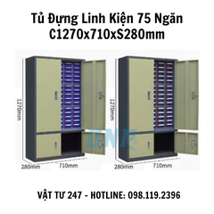 Tủ Đựng Linh Kiện 75 Ngăn C1270x710xS280mm Có Cánh