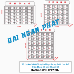 Tủ Locker 30 40 50 Ngăn Nhựa Trong Suốt Lưu Trữ Điện Thoại Có Mật Khẩu 3 Số