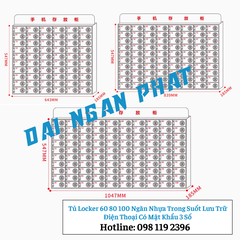 Tủ Locker 60 80 100 Ngăn Nhựa Trong Suốt Lưu Trữ Điện Thoại Có Mật Khẩu 3 Số