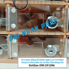 Tủ Locker Bằng Gỗ Nhiều Ngăn Lưu Trữ Điện Thoại Có Khóa Bảo Vệ, Có Khe Cắm Bảng Tên