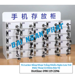 Tủ Locker Bằng Nhựa Trắng Nhiều Ngăn Lưu Trữ Điện Thoại Có Khóa Bảo Vệ