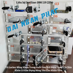 Tủ Locker 30 40 50 Ngăn Nhựa Trong Suốt Lưu Trữ Điện Thoại Có Chìa Khóa Có Khe Đựng Bảng Tên Cho Nhân Viên