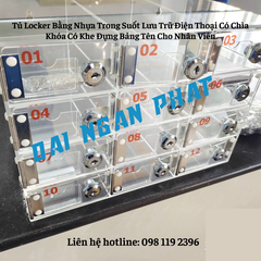 Tủ Locker 30 40 50 Ngăn Nhựa Trong Suốt Lưu Trữ Điện Thoại Có Chìa Khóa Có Khe Đựng Bảng Tên Cho Nhân Viên