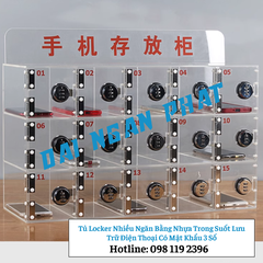 Tủ Locker 30 40 50 Ngăn Nhựa Trong Suốt Lưu Trữ Điện Thoại Có Mật Khẩu 3 Số