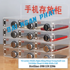 Tủ Locker 60 80 100 Ngăn Nhựa Trong Suốt Lưu Trữ Điện Thoại Có Mật Khẩu 3 Số