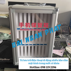 Tủ lưu trữ điện thoại di động 60 khe cắm mặt kính trong suốt có khóa