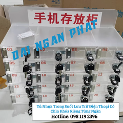 Tủ Nhựa Trong Suốt Lưu Trữ Điện Thoại Có Chìa Khóa Riêng Từng Ngăn