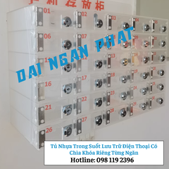 Tủ Nhựa Trong Suốt Lưu Trữ Điện Thoại Có Chìa Khóa Riêng Từng Ngăn