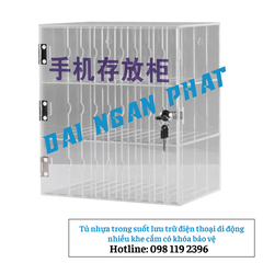 Tủ nhựa trong suốt lưu trữ điện thoại di động nhiều khe cắm có khóa bảo vệ