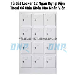 Tủ Sắt Locker 12 Ngăn Đựng Điện Thoại Có Chìa Khóa Cho Nhân Viên