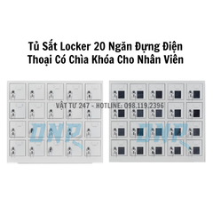Tủ Sắt Locker 20 Ngăn Đựng Điện Thoại Có Chìa Khóa Cho Nhân Viên