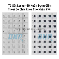 Tủ Sắt Locker 40 Ngăn Đựng Điện Thoại Có Chìa Khóa Cho Nhân Viên