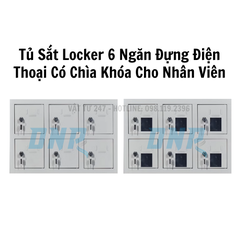 Tủ Sắt Locker 6 Ngăn Đựng Điện Thoại Có Chìa Khóa Cho Nhân Viên