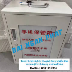 Tủ sắt lưu trữ điện thoại 36 khe cắm mặt kính trong suốt có khóa