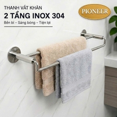 Thanh treo khăn lệch Pioneer Inox 304 trong phòng tắm, Mã MK:303, MK:304