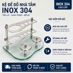 Kệ Ly Bàn Chải Kem Đánh Răng Pioneer Inox 304 Đế Kính Cao Cấp Tặng Kèm 2 Ly Thái Lan, Mã KL01