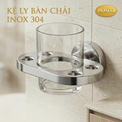 Kệ Ly Bàn Chải Pioneer Inox 304 Nhà Tắm Cao Cấp Tặng Kèm Ly Thái Lan - Mã PE:9008