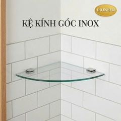 Kệ kính góc Pioneer không viền Inox 304 cao cấp kích thước 25x25 cm trong phòng tắm, Mã TP:19