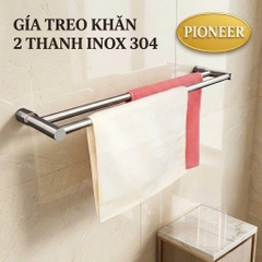 Giá treo khăn Pioneer Inox 304 đế đúc nguyên khối cao cấp trong phòng tắm, Mã TP:6008