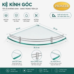 Kệ Góc Kính Inox 304 Pioneer Nhà Tắm Cao Cấp, Kích Thước: (25 x 25) Cm - Mã TP22