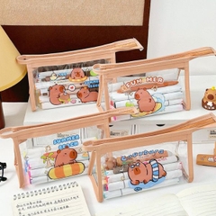 [ Set 10 Cái ] Bóp Bút Trong Suốt Capybara - 920016
