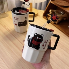 [ Set 2 Cái ] Cốc Sứ [ 500ml - Ống Hút Không Có Nắp ] - 16274